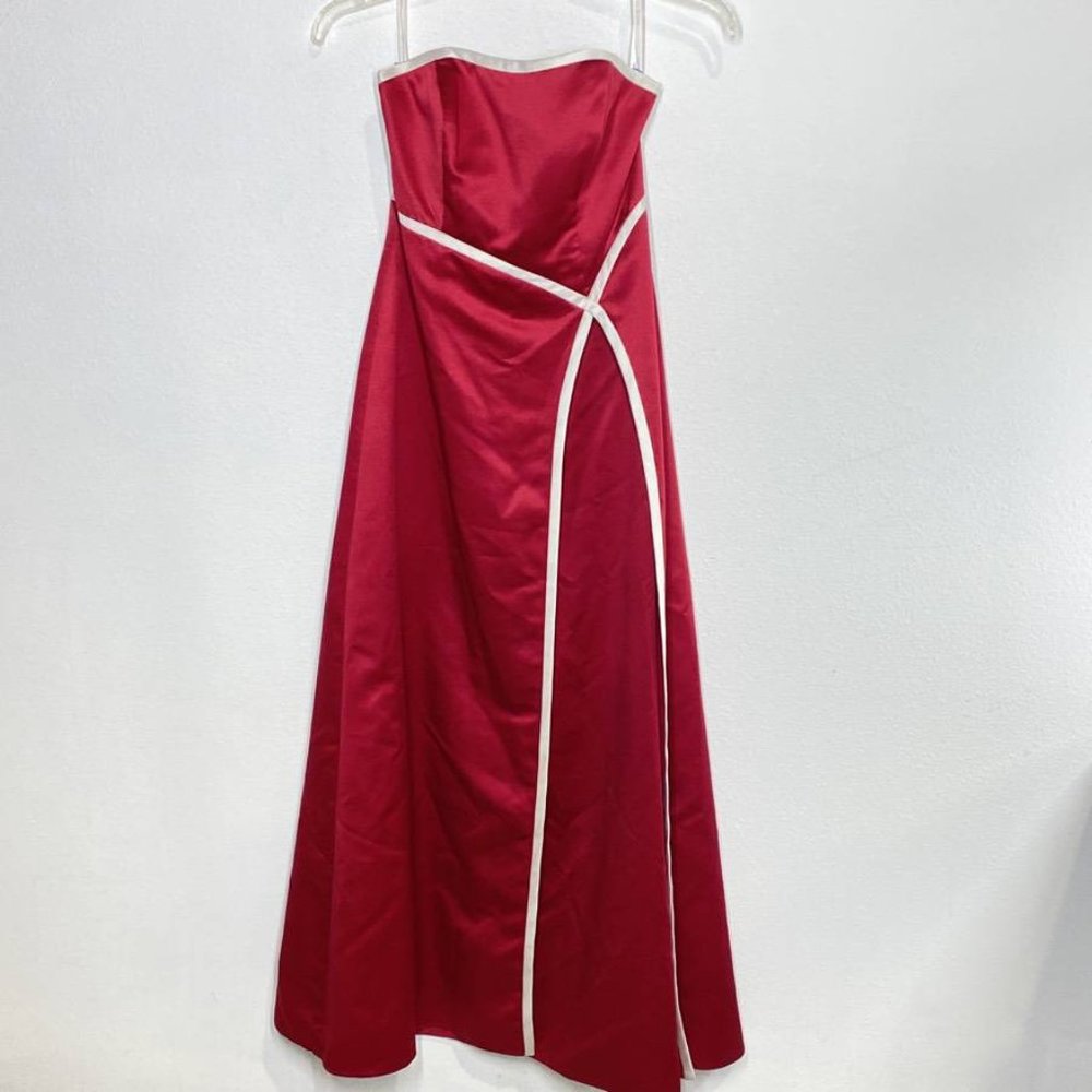 David's Bridal long red dress with wrap